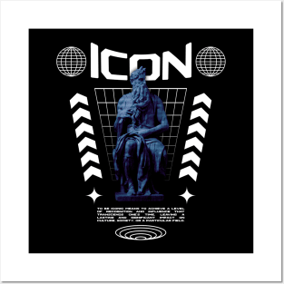 Icon Statue Blue Purple Modern Streetwear Graphic Design Posters and Art